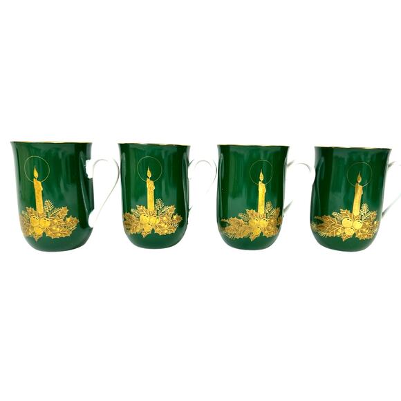 Otagiri Japan Gibson Greeting Cards Vintage Christmas Candle Mugs-Set of 4! - Picture 1 of 9
